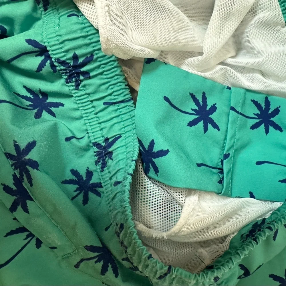Maamgic Men's Swim Trunks Green Blue‎ Palm Trees L/XL